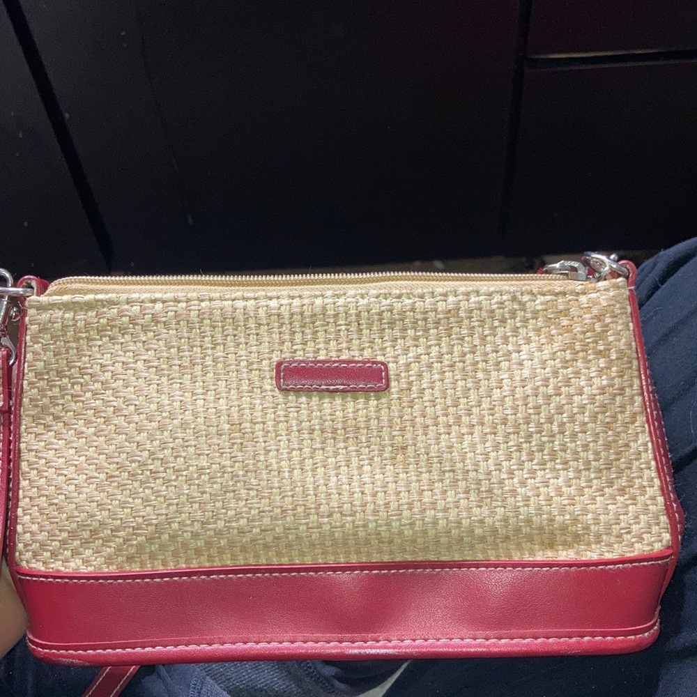 Vintage Small straw leather red purse 90s y2k